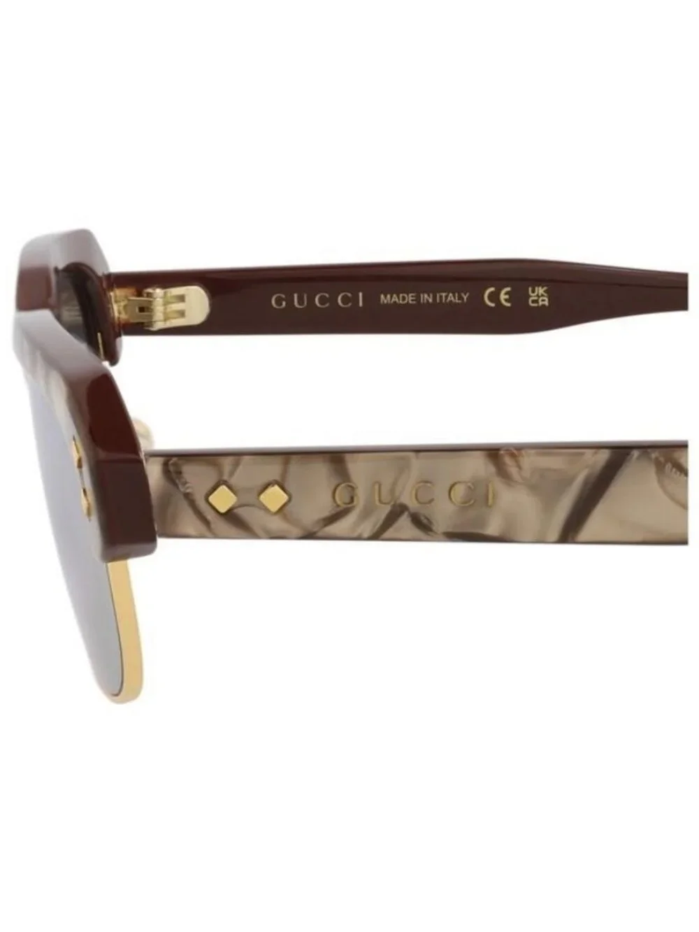 New Gucci Mens Square/Rectangle Brown Brown Silver Fashion Designer Sunglasses
